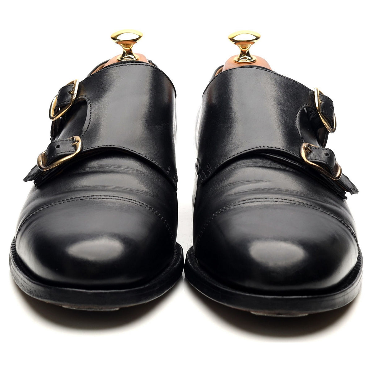 Bowen Black Leather Double Monk Strap UK 10.5