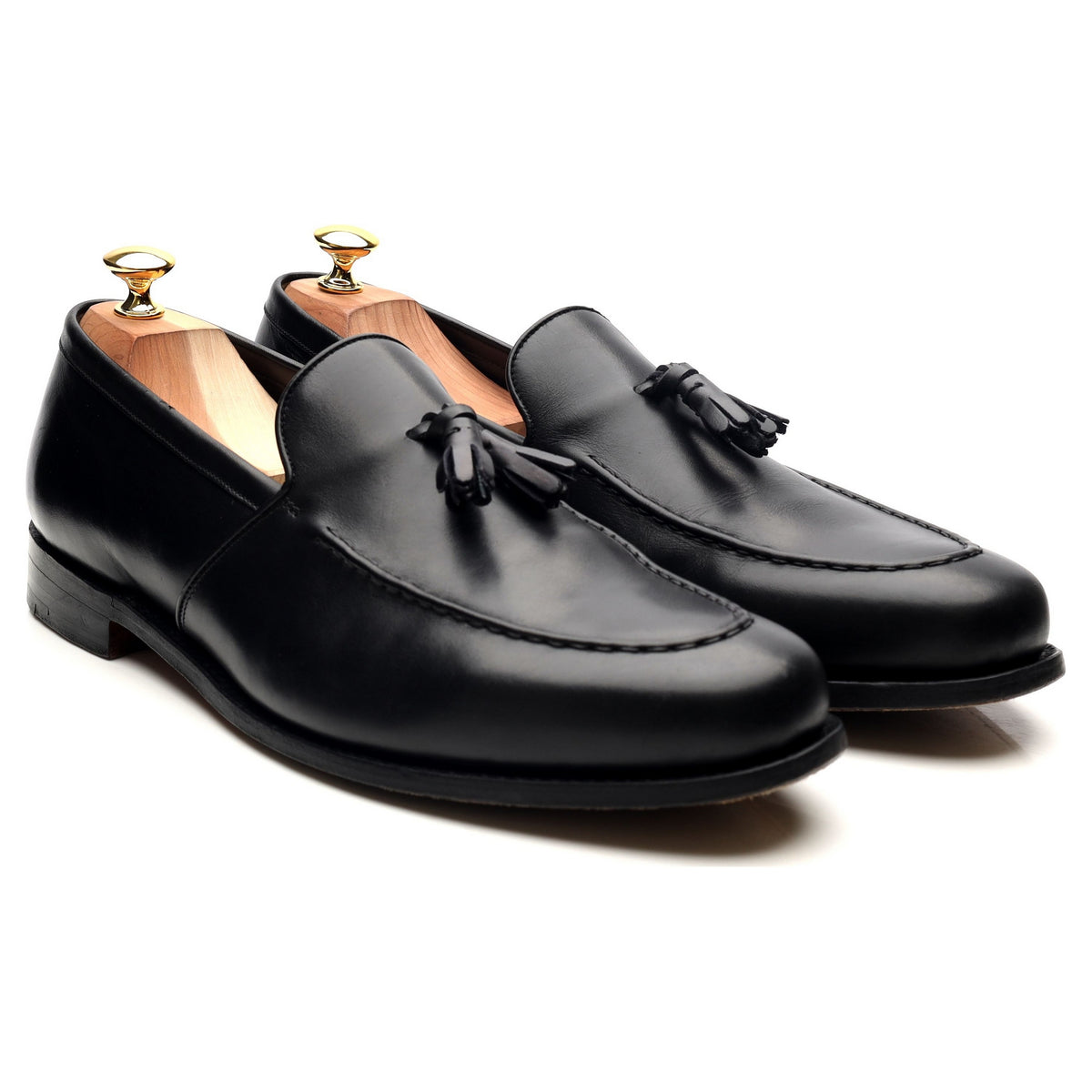 &#39;Ramsden&#39; Black Leather Tassel Loafers UK 11 F
