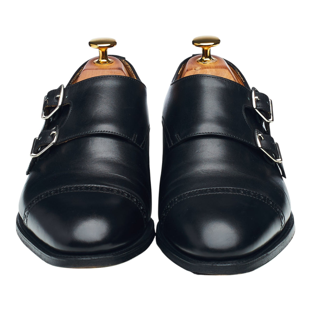 'Camborne' Black Leather Double Monk Strap UK 5.5 EE