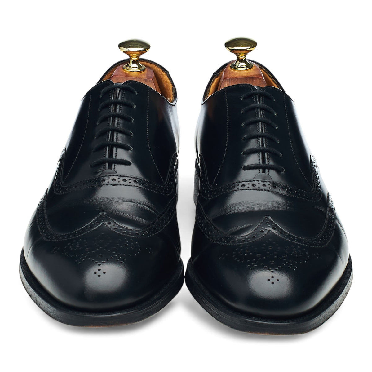 Black Leather Oxford Semi Brogues UK 7.5 G