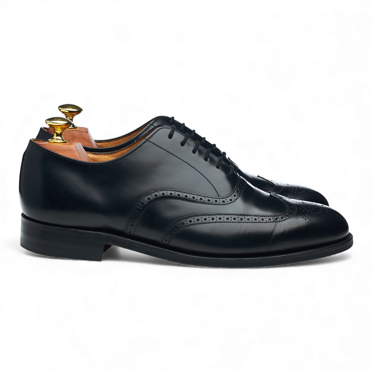 Black Leather Oxford Semi Brogues UK 7.5 G