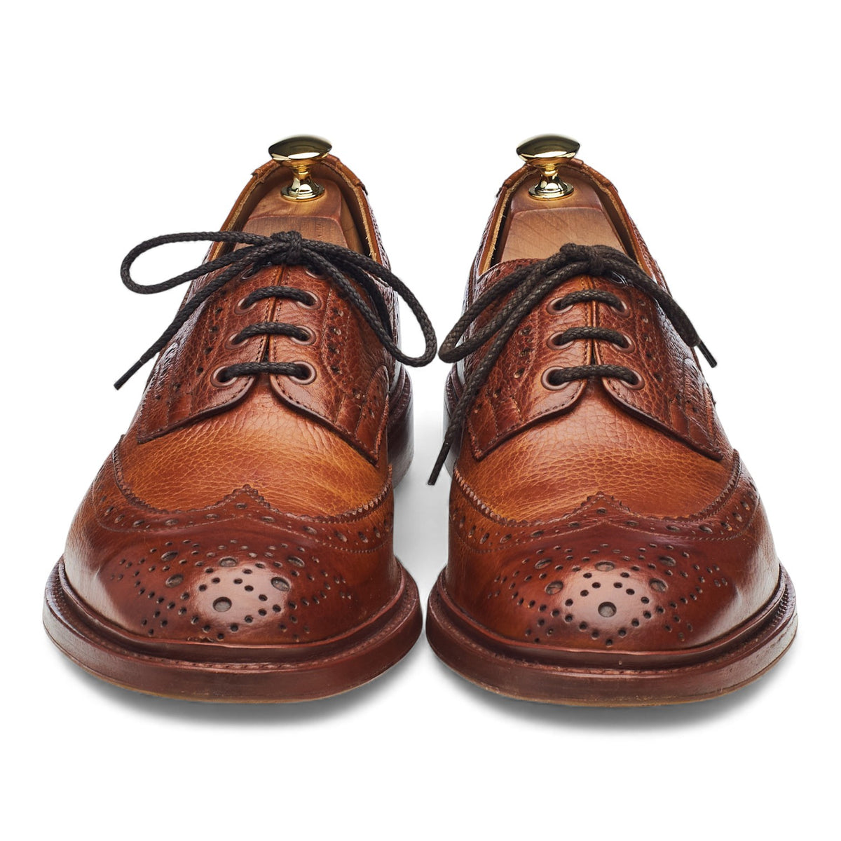 'Bourton' Tan Brown Grain Leather Derby Brogues UK 10