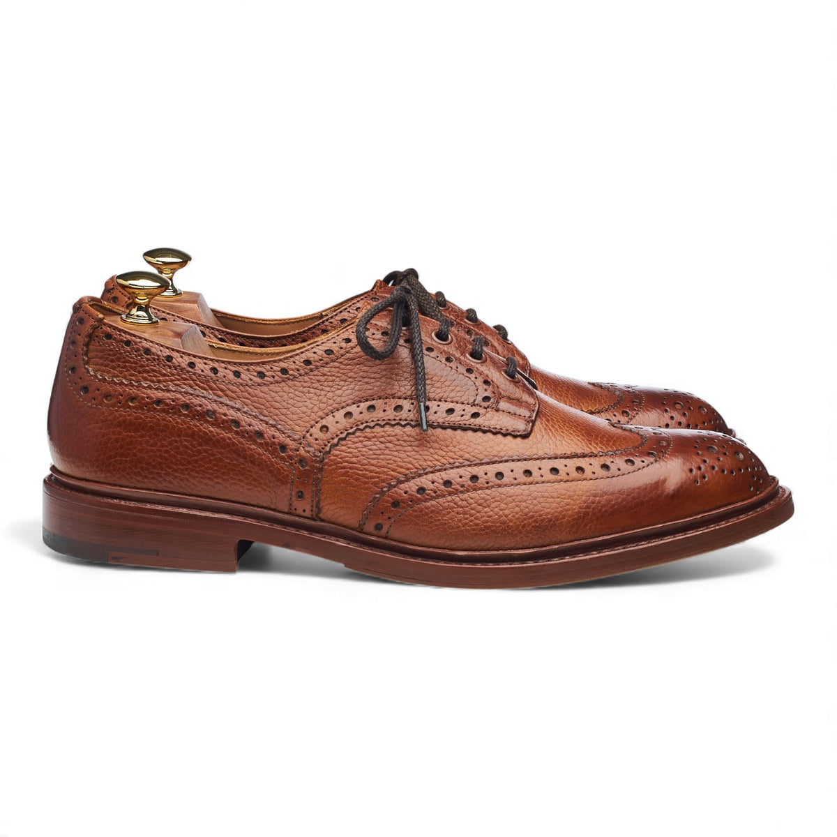 'Bourton' Tan Brown Grain Leather Derby Brogues UK 10