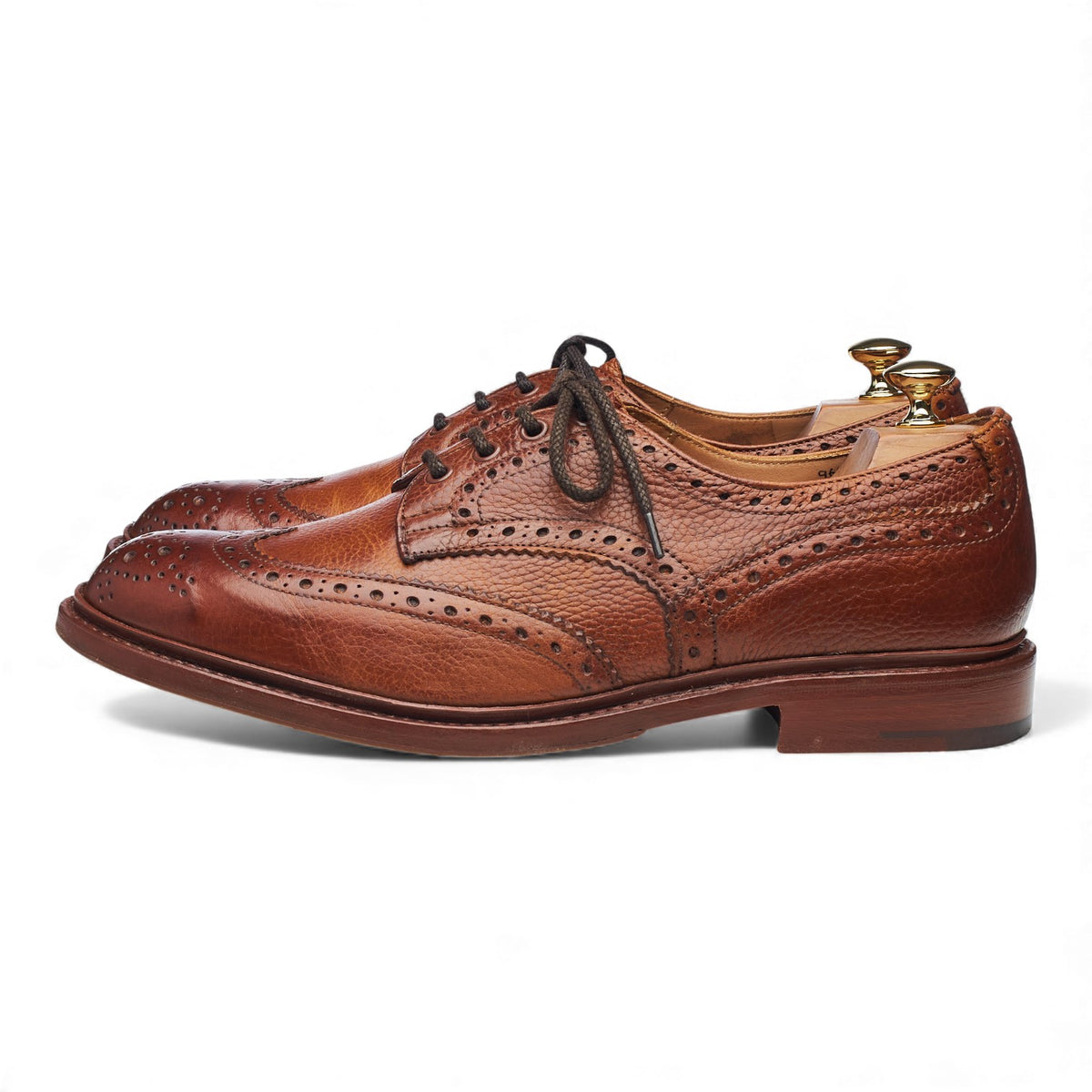 'Bourton' Tan Brown Grain Leather Derby Brogues UK 10