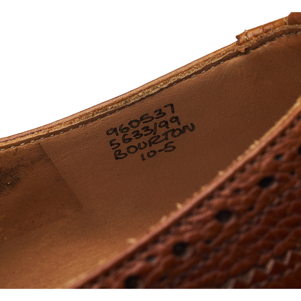 'Bourton' Tan Brown Grain Leather Derby Brogues UK 10