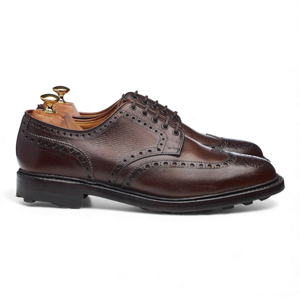 'Harris' Dark Brown Grain Leather Derby Brogues UK 10 F