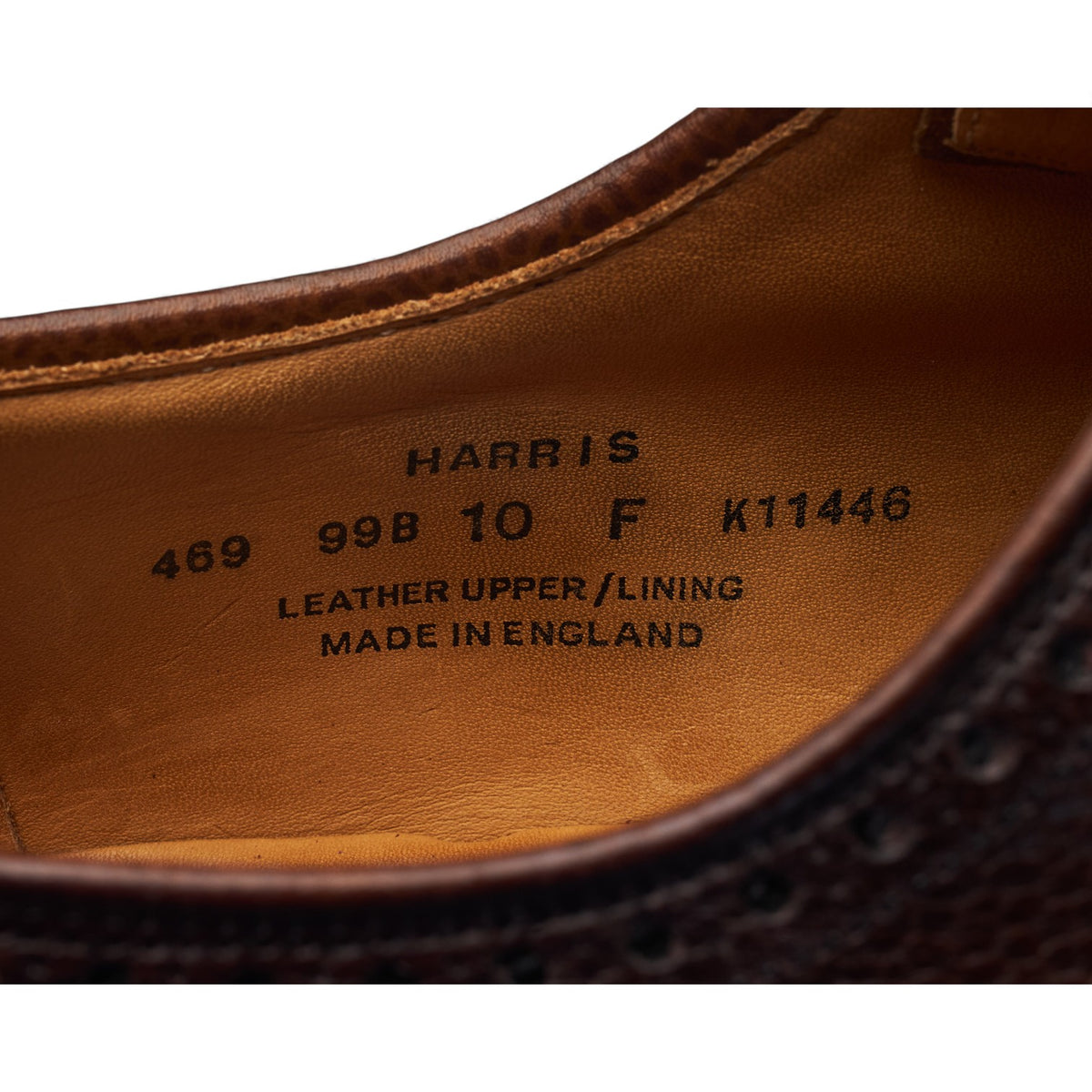 'Harris' Dark Brown Grain Leather Derby Brogues UK 10 F