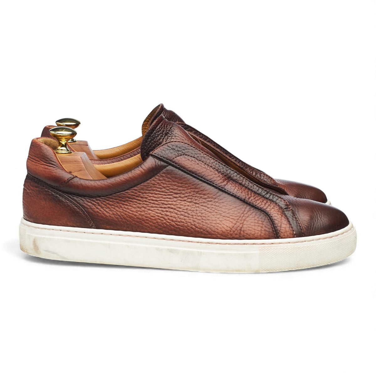 '24191' Brown Grain Leather Slip On Sneakers UK 7 EU 41