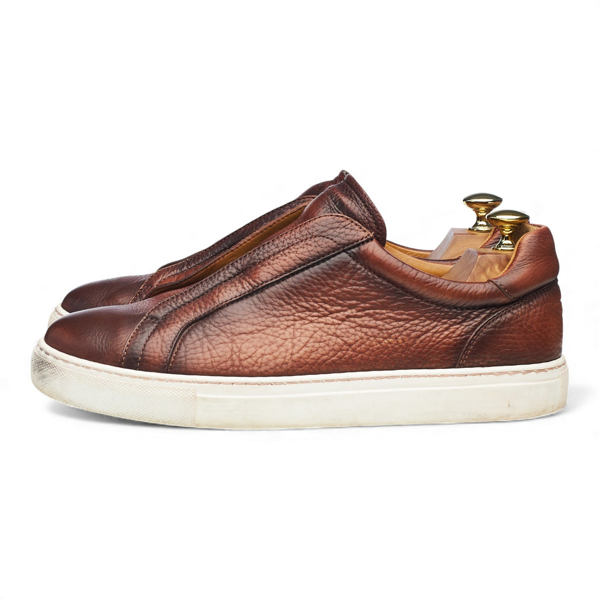 '24191' Brown Grain Leather Slip On Sneakers UK 7 EU 41