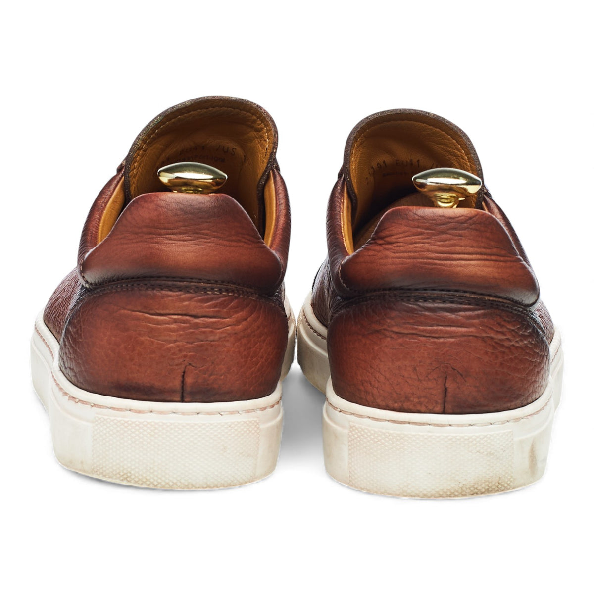 '24191' Brown Grain Leather Slip On Sneakers UK 7 EU 41