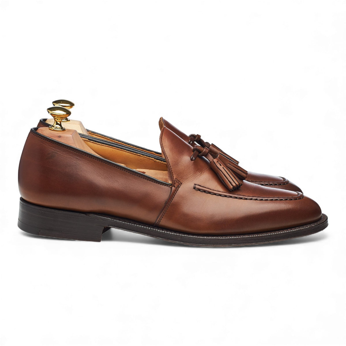 'Harrow' Brown Leather Tassel Loafers UK 7.5 F