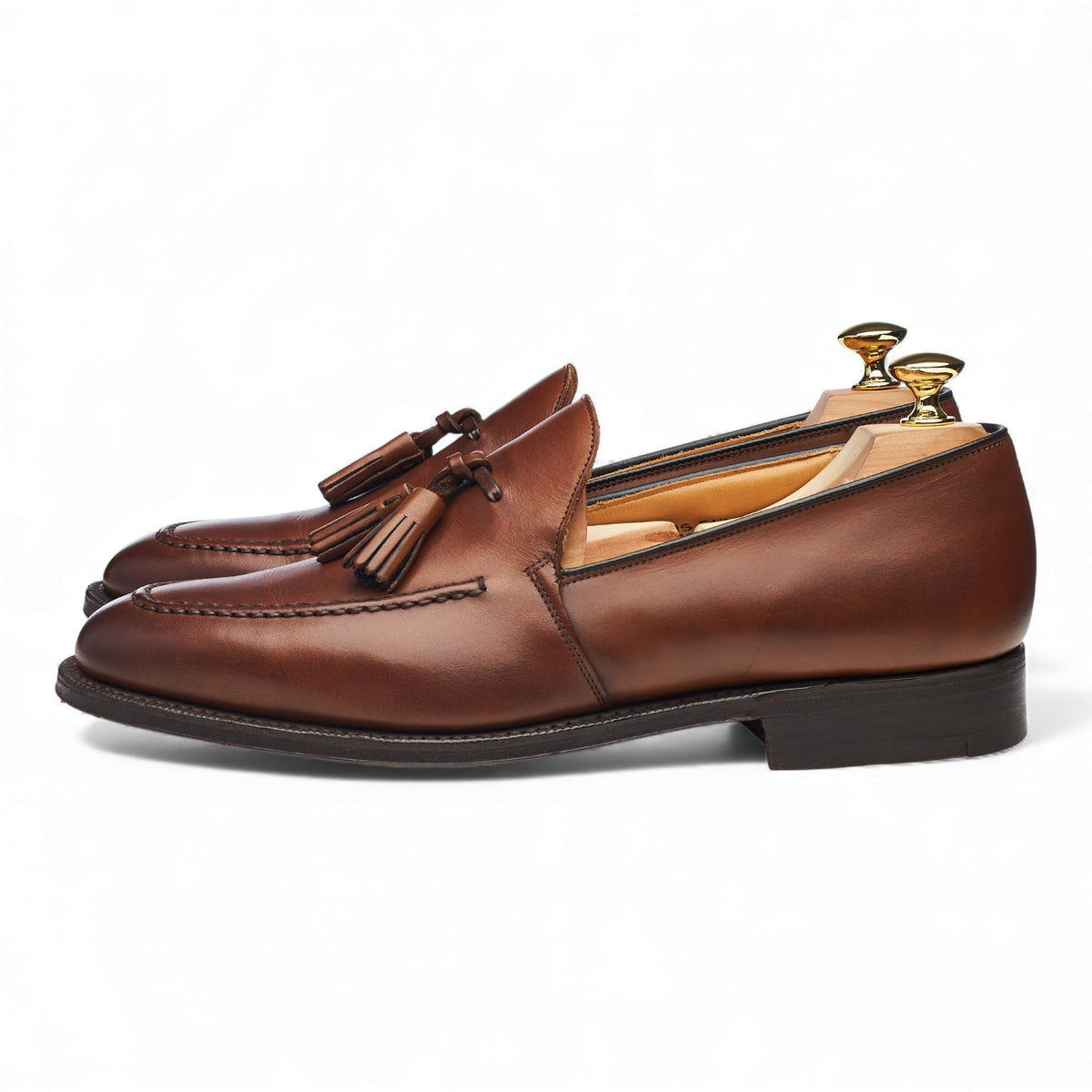 'Harrow' Brown Leather Tassel Loafers UK 7.5 F