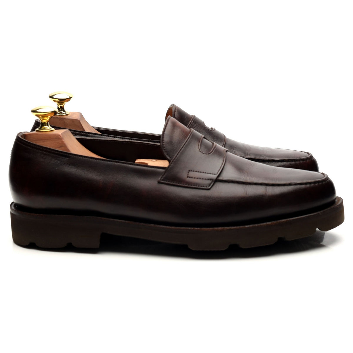 &#39;Lopez&#39; Dark Brown Museum Leather Loafers UK 7.5 E