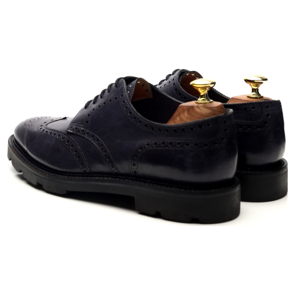 &#39;Hayle&#39; Navy Blue Leather Derby Brogues UK 7.5 E