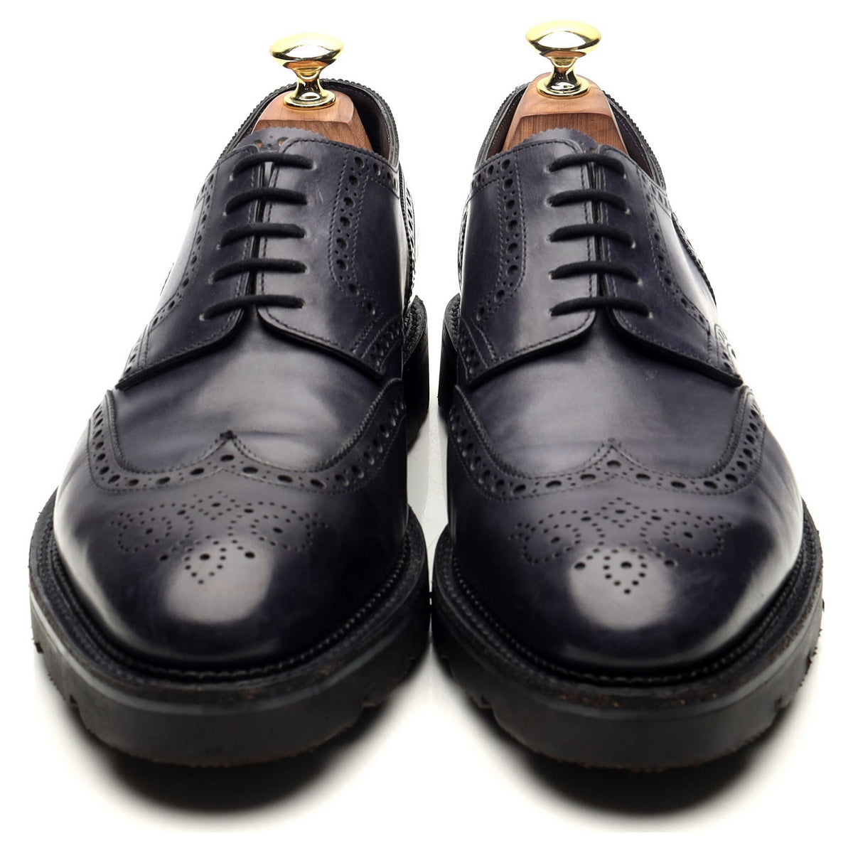 &#39;Hayle&#39; Navy Blue Leather Derby Brogues UK 7.5 E