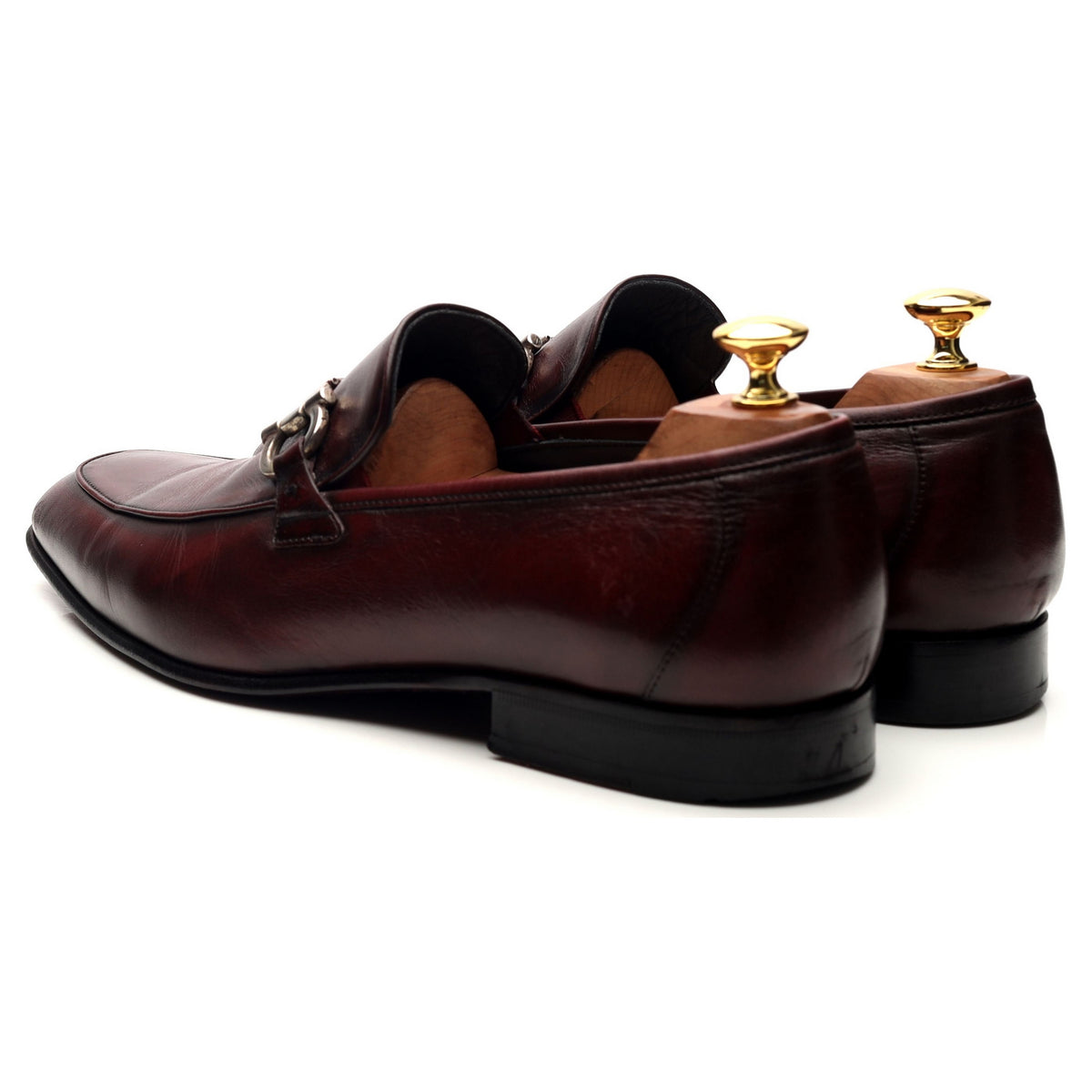 &#39;Dillon&#39; Burgundy Leather Horsebit Loafers UK 9 F