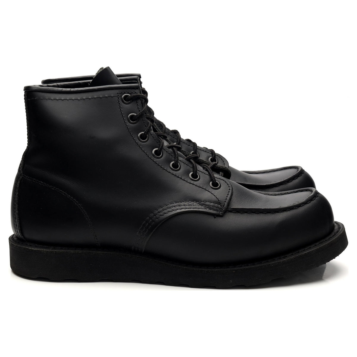 &#39;8137&#39; Black Leather Moc Toe Boots UK 8.5 US 9.5