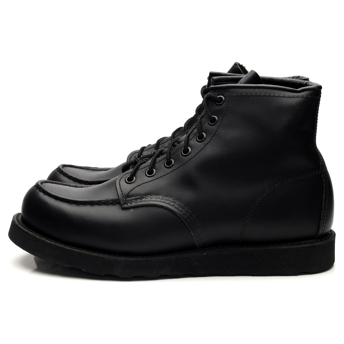 &#39;8137&#39; Black Leather Moc Toe Boots UK 8.5 US 9.5