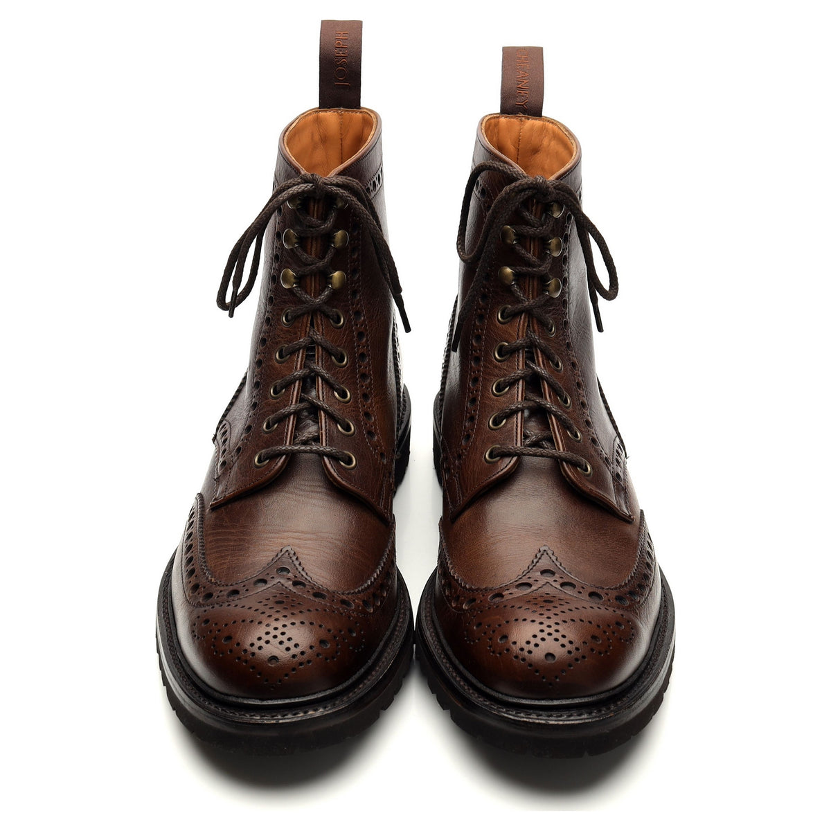 &#39;Tweed Eco&#39; Dark Brown Leather Brogue Boots UK 10 F