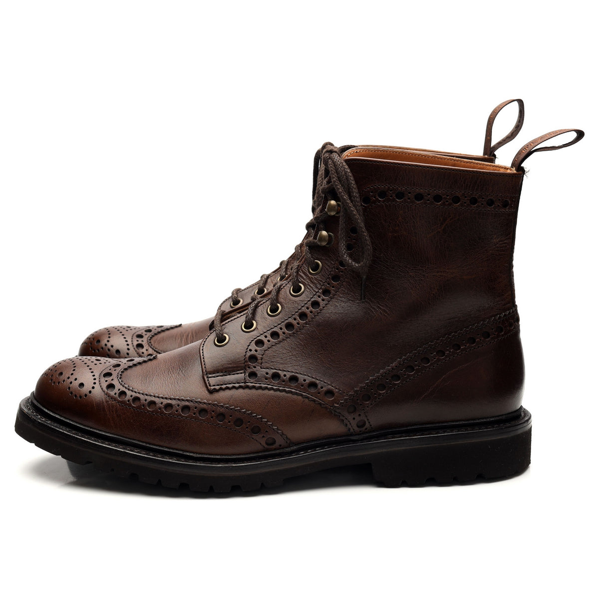 &#39;Tweed Eco&#39; Dark Brown Leather Brogue Boots UK 10 F