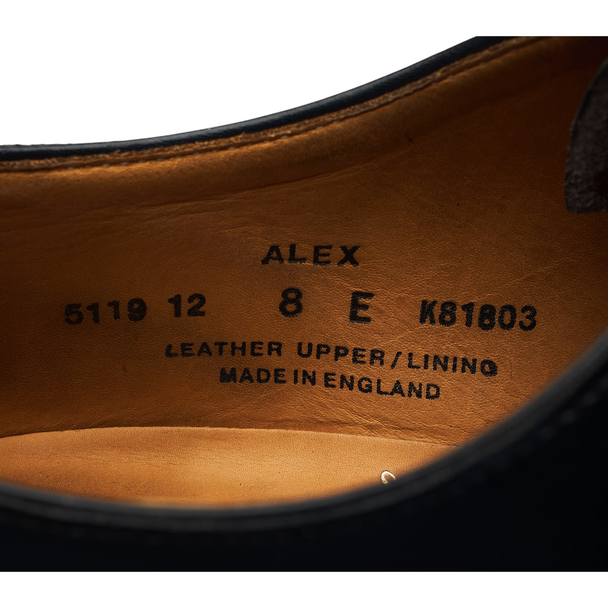 'Alex' Black Leather Wholecut Oxford UK 8 E