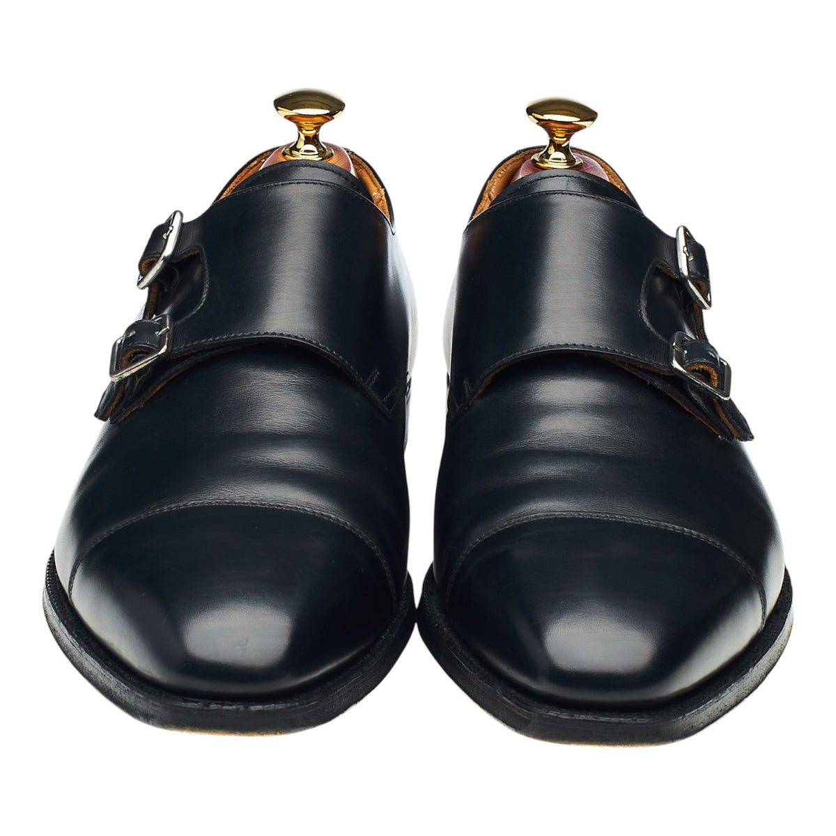 'Lowndes' Black Leather Double Monk Strap UK 9 E