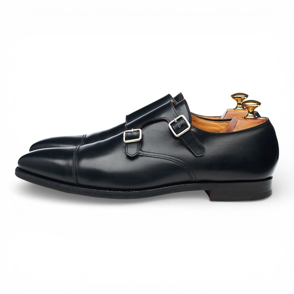 'Lowndes' Black Leather Double Monk Strap UK 9 E