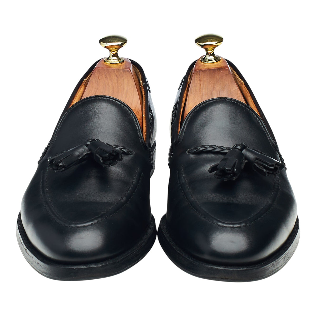 'Langham 2' Black Leather Tassel Loafers UK 7 E