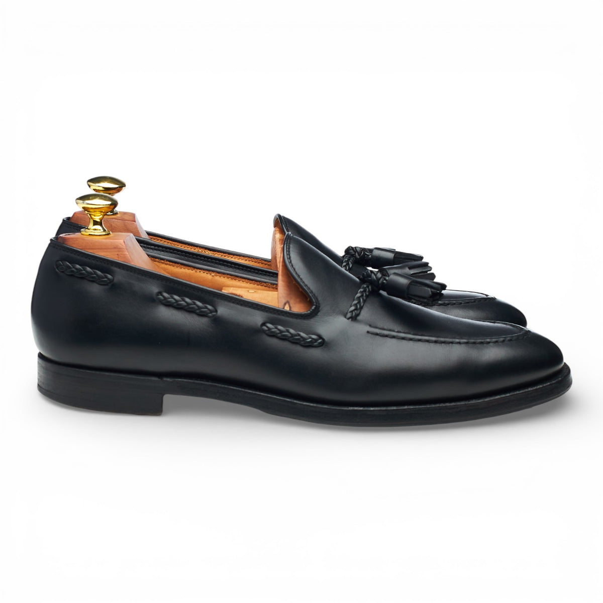 'Langham 2' Black Leather Tassel Loafers UK 7 E
