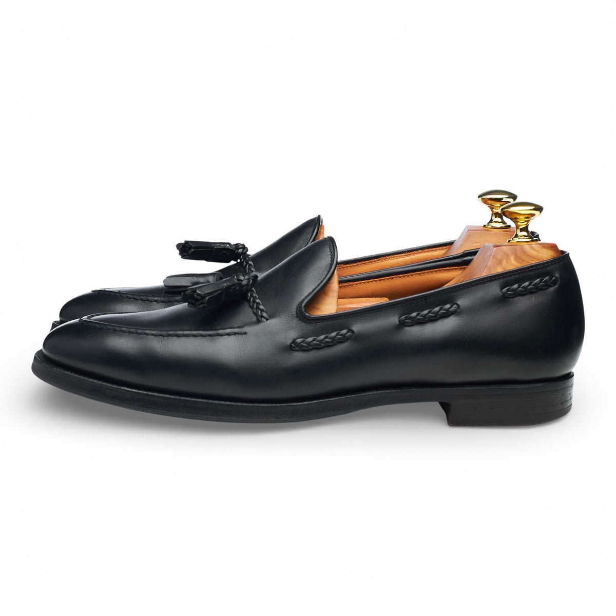 'Langham 2' Black Leather Tassel Loafers UK 7 E