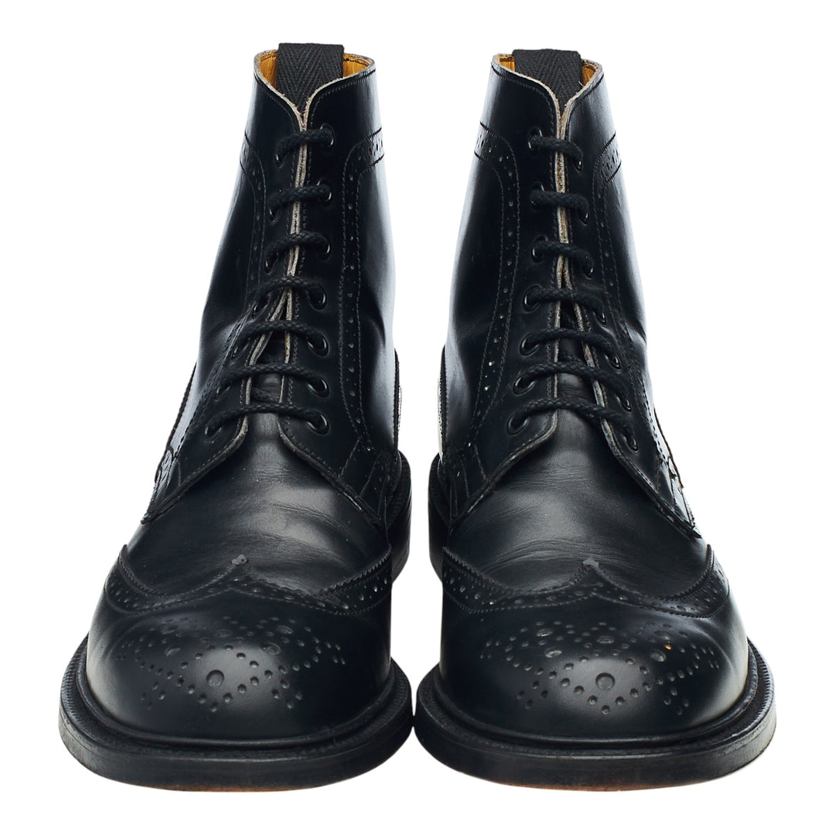 Women's Black Leather Brogue Boots UK 7.5