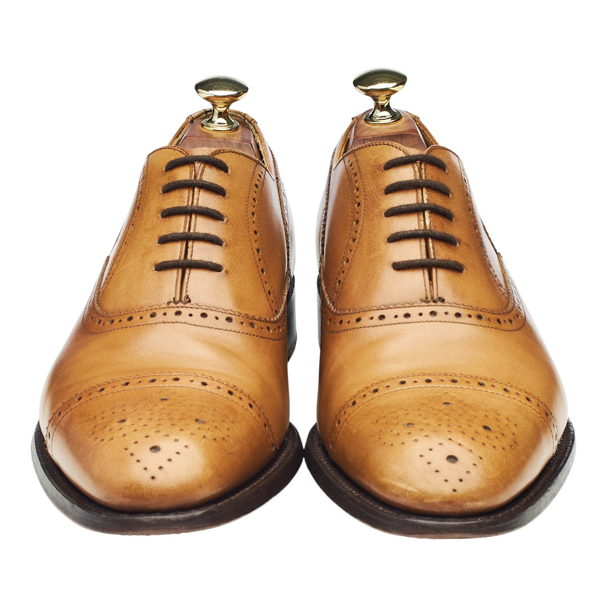 'Newcastle' Tan Brown Leather Oxford Brogues UK 7 G