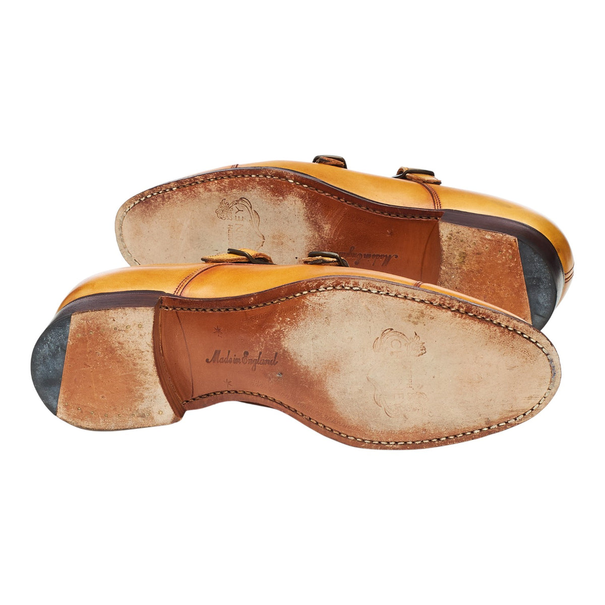 Women's 'Emily' Tan Brown Leather Double Monk Strap UK 3 D