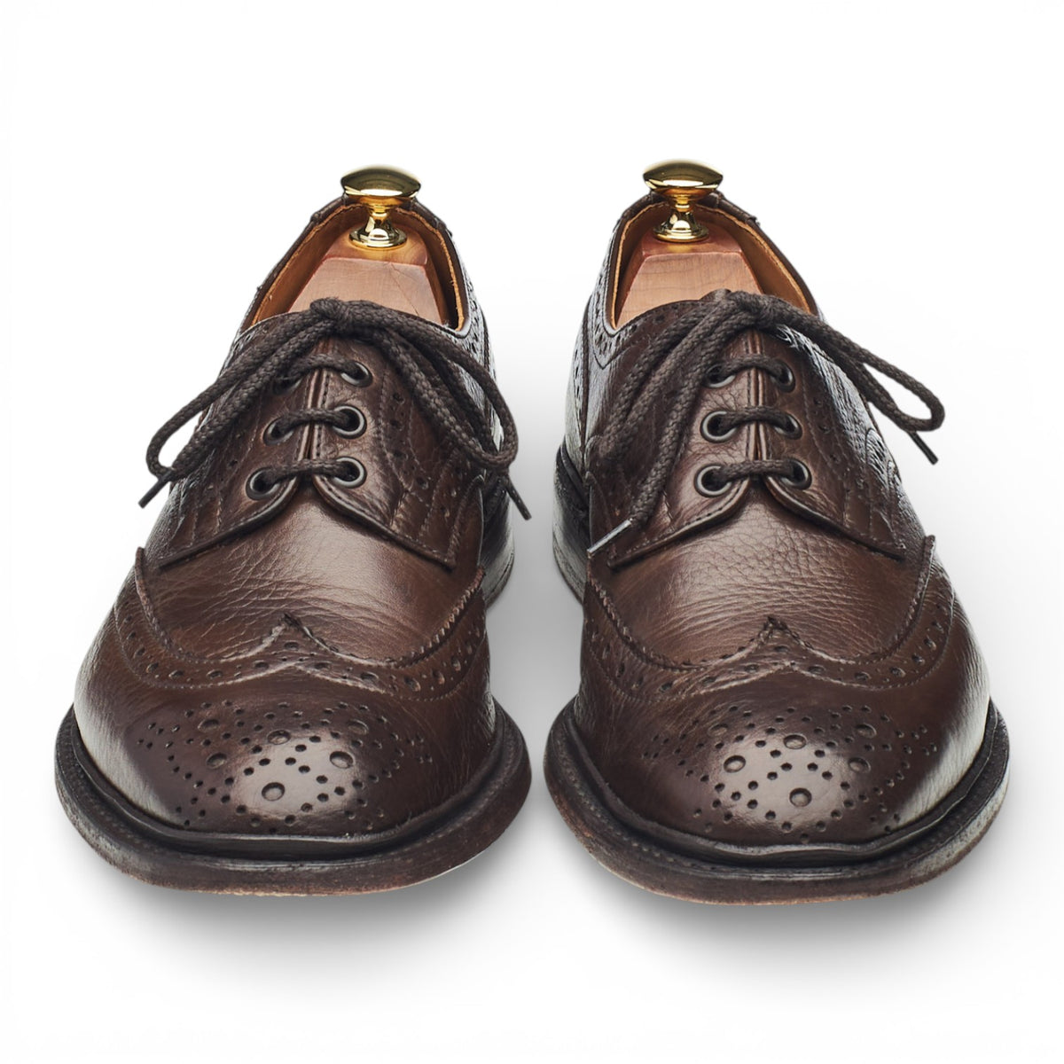 'Bourton' Dark Brown Grain Leather Derby Brogues UK 9