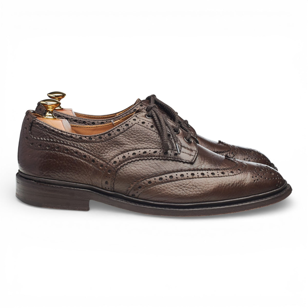 'Bourton' Dark Brown Grain Leather Derby Brogues UK 9