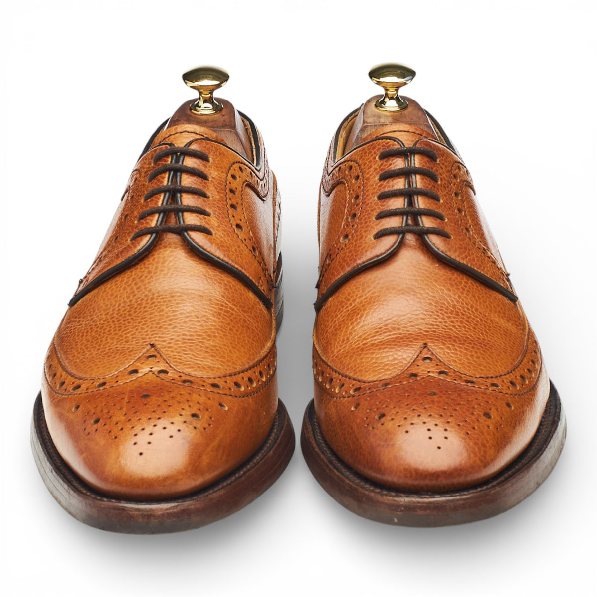 'Calvay' Tan Brown Grain Leather Derby Brogues UK 9 F