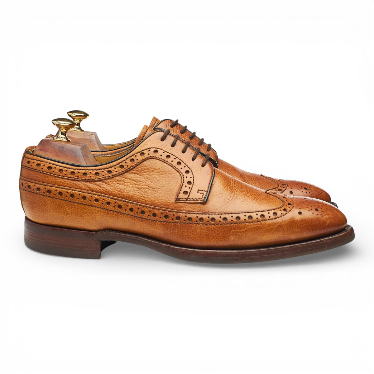 'Calvay' Tan Brown Grain Leather Derby Brogues UK 9 F