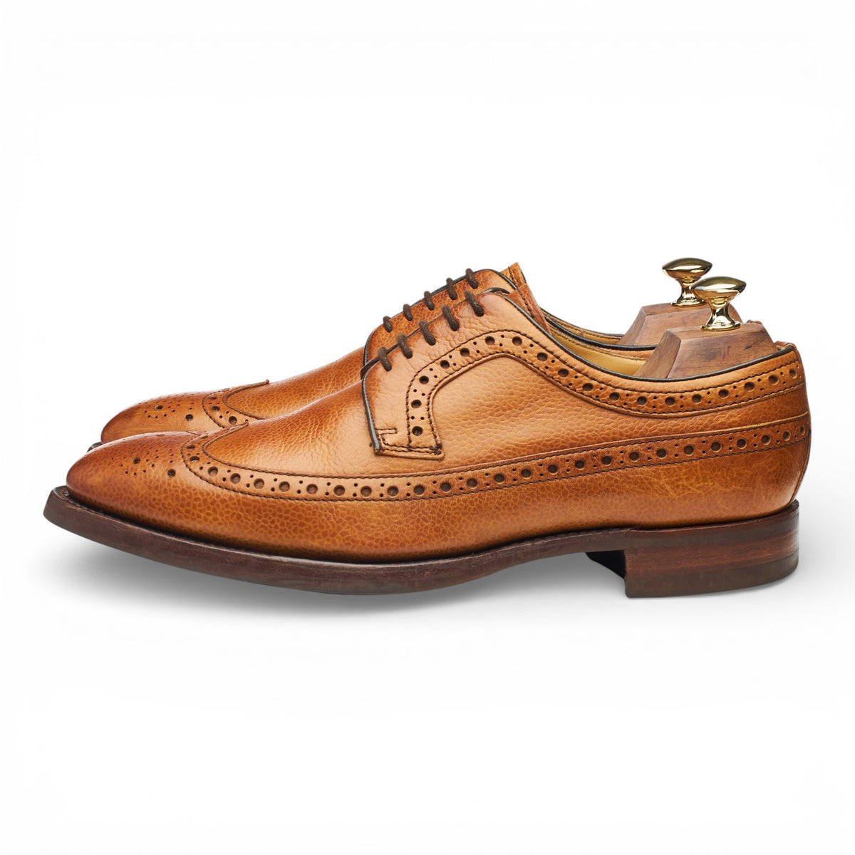 'Calvay' Tan Brown Grain Leather Derby Brogues UK 9 F