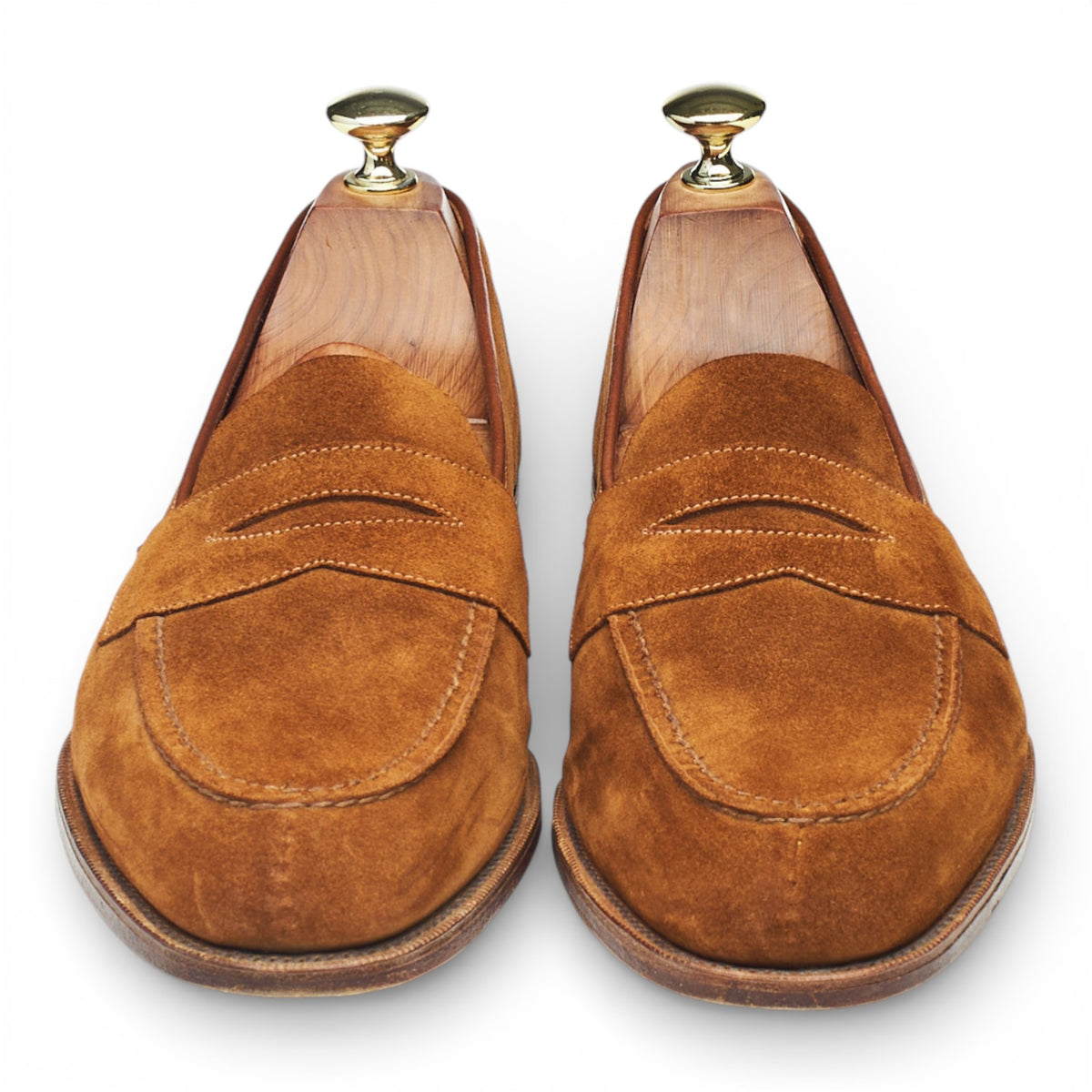 Wildsmith 'Harrow' Snuff Brown Suede Unlined Split Toe Loafers UK 6.5 E