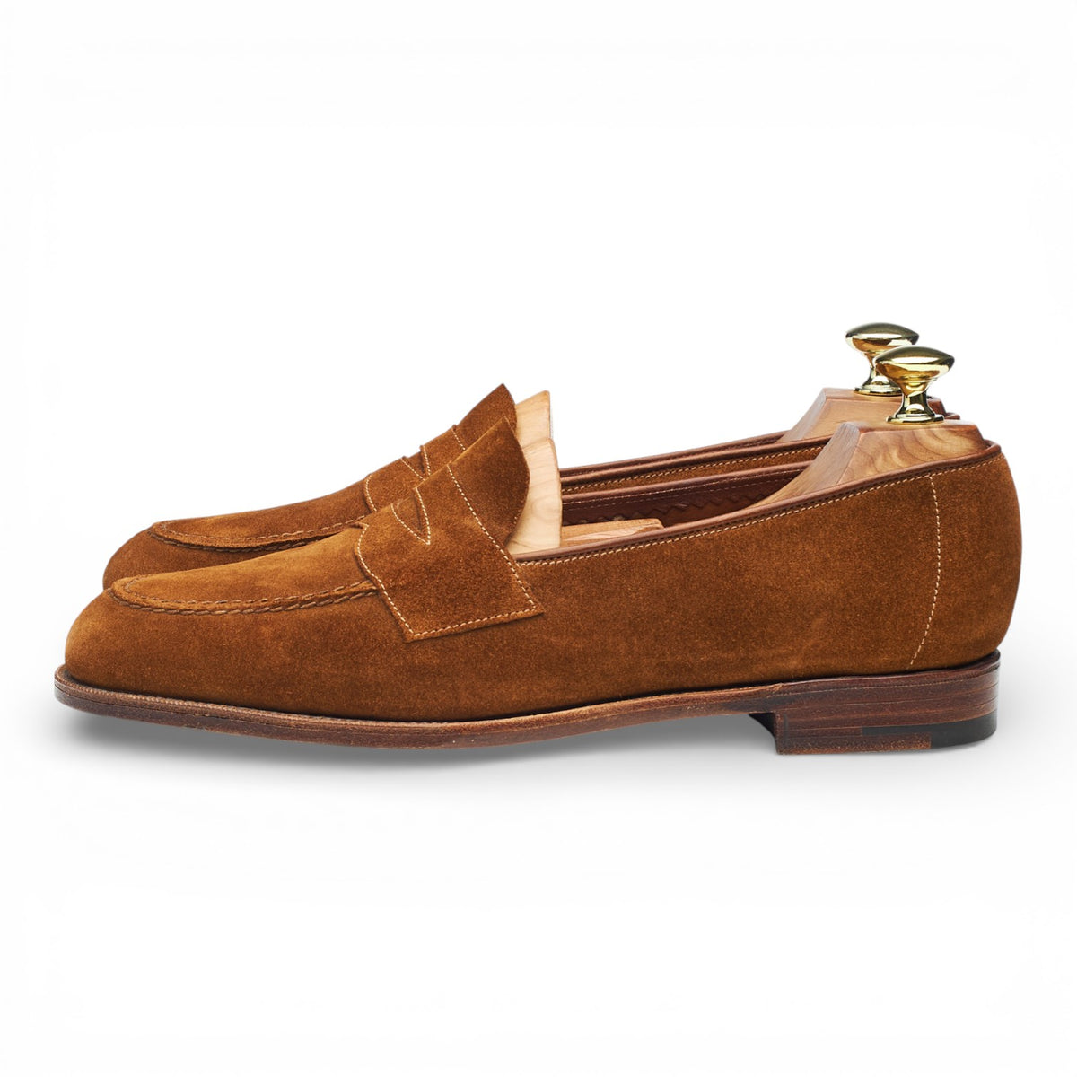 Wildsmith 'Harrow' Snuff Brown Suede Unlined Split Toe Loafers UK 6.5 E