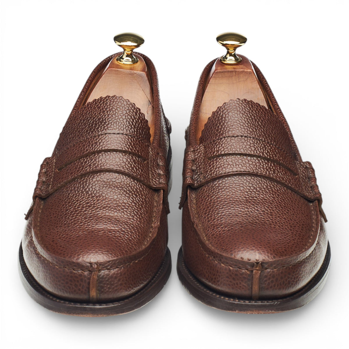 'Arran' Brown Grain Unlined Leather Loafers UK 9.5 F