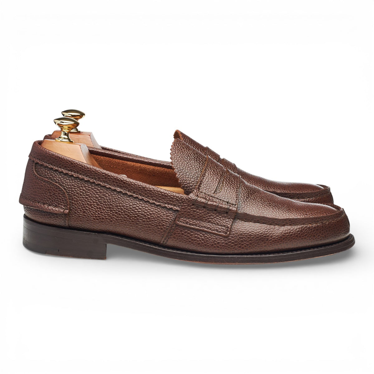 'Arran' Brown Grain Unlined Leather Loafers UK 9.5 F
