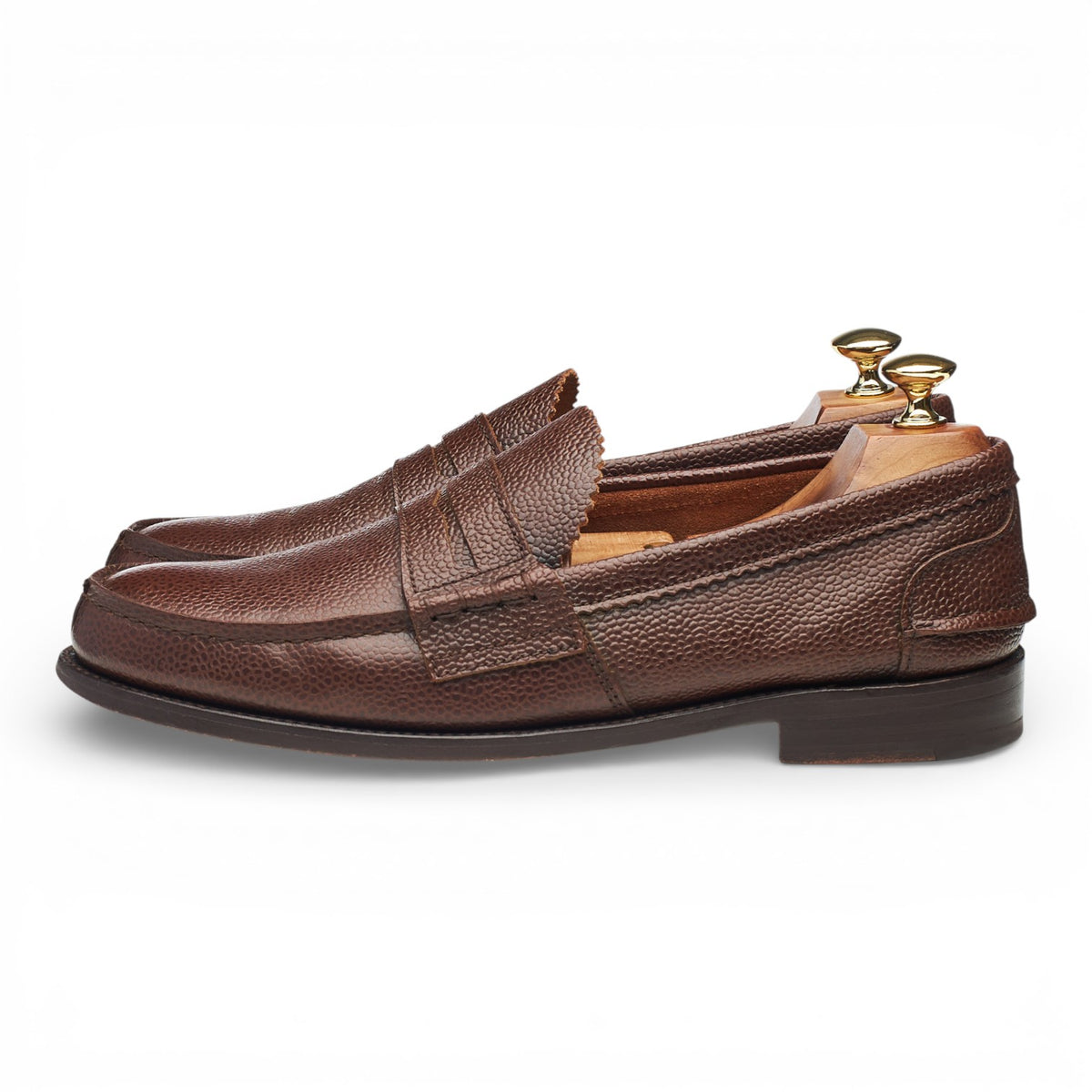 'Arran' Brown Grain Unlined Leather Loafers UK 9.5 F