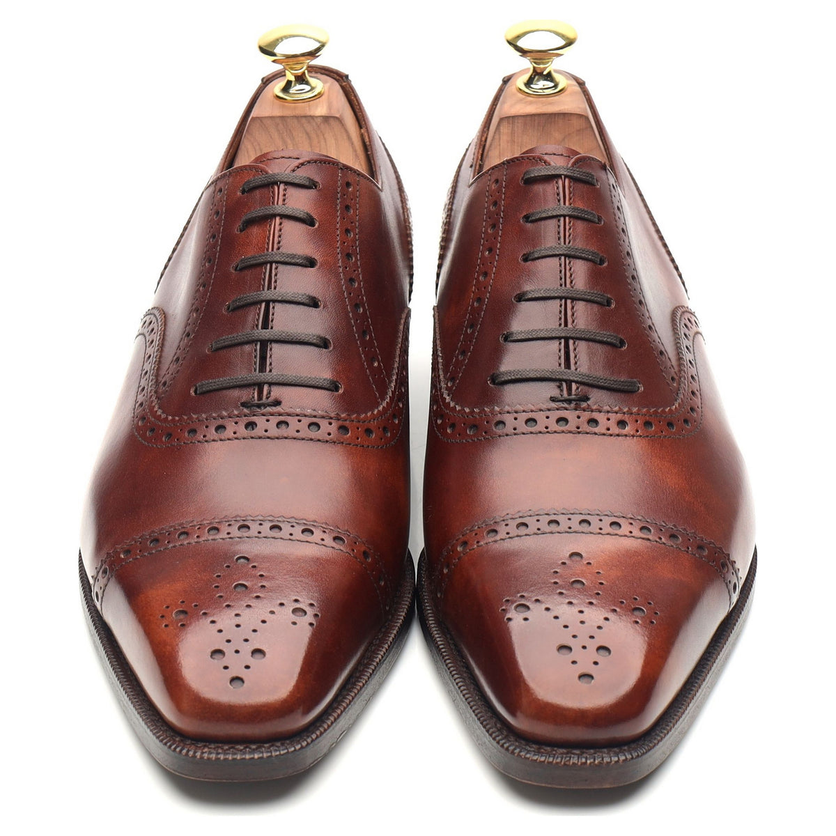 &#39;Windermere&#39; Brown Museum Leather Oxford Semi Brogues UK 7 E