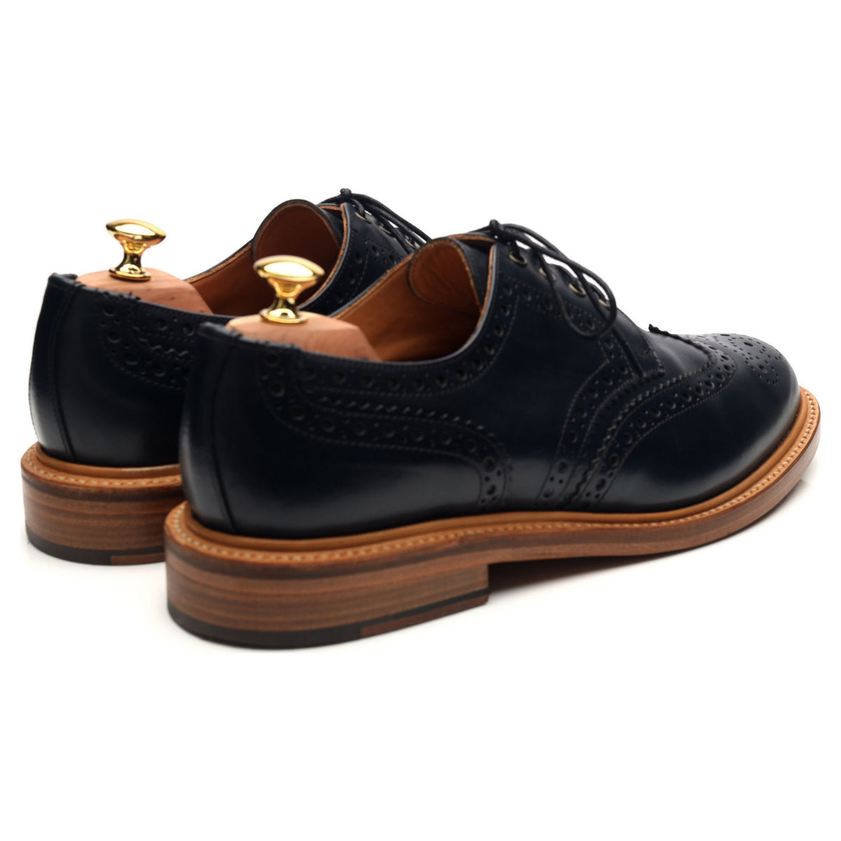&#39;Bruno&#39; Navy Blue Leather Derby Brogues UK 11 F