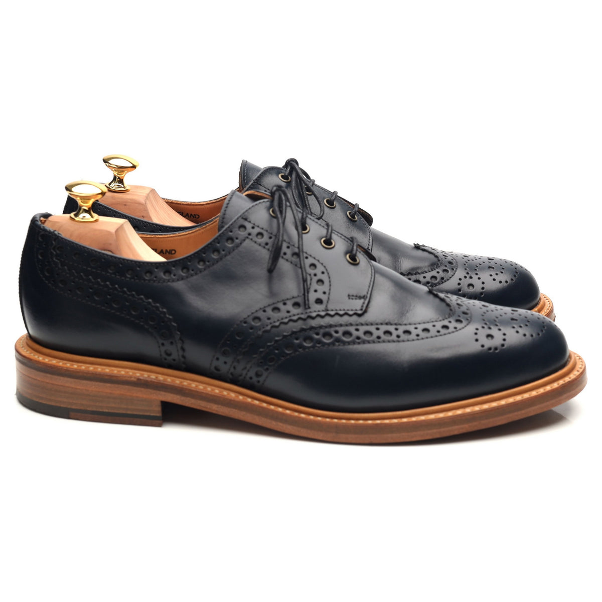 &#39;Bruno&#39; Navy Blue Leather Derby Brogues UK 11 F