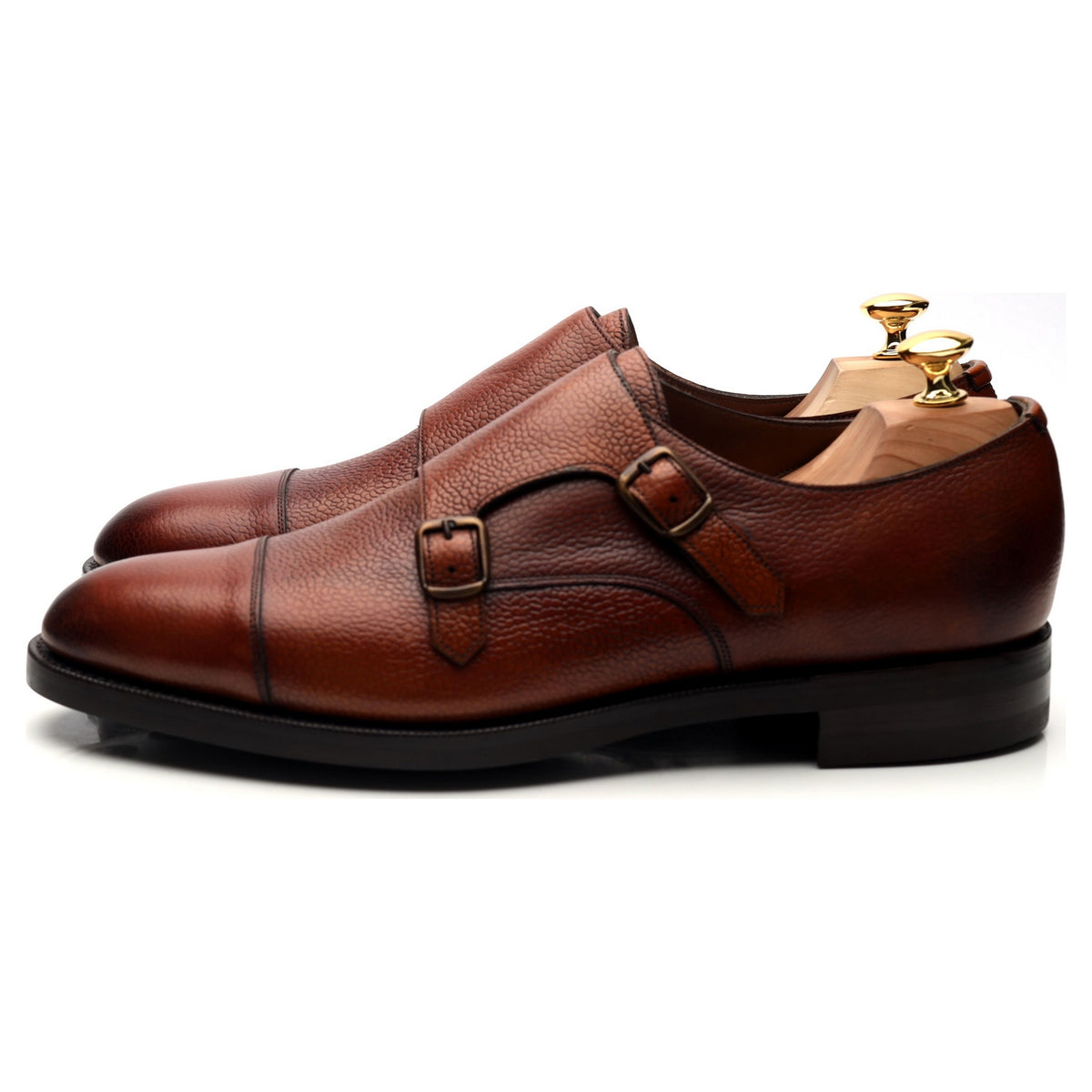 &#39;Westminster&#39; Tan Brown Leather Double Monk Strap UK 10.5 E