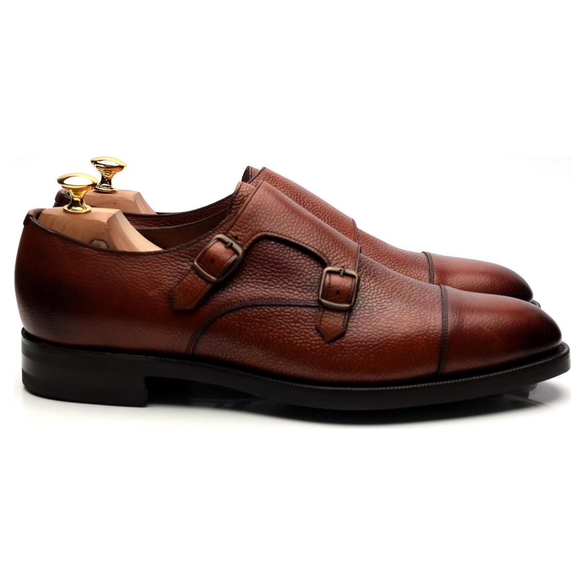 &#39;Westminster&#39; Tan Brown Leather Double Monk Strap UK 10.5 E