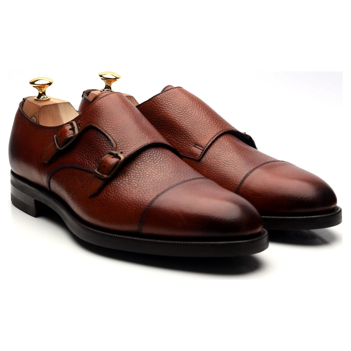 &#39;Westminster&#39; Tan Brown Leather Double Monk Strap UK 10.5 E