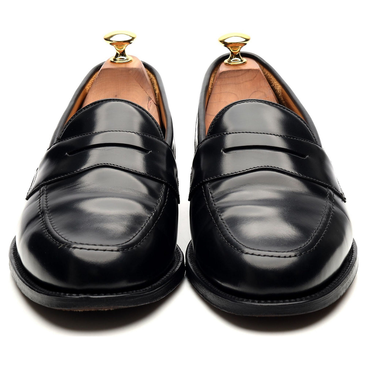 &#39;Eton&#39; Black Leather Loafers UK 9 F